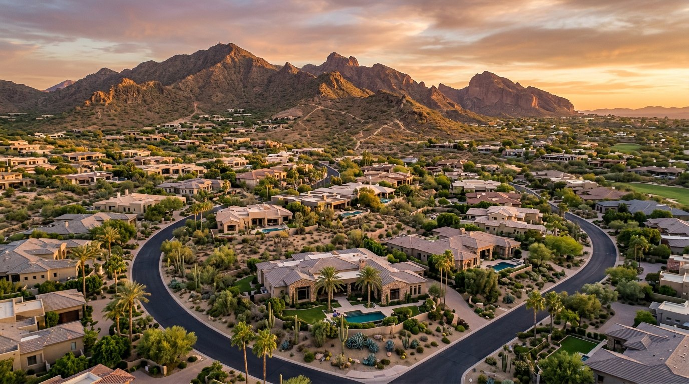 Scottsdale luxury residential enclaves at sunset