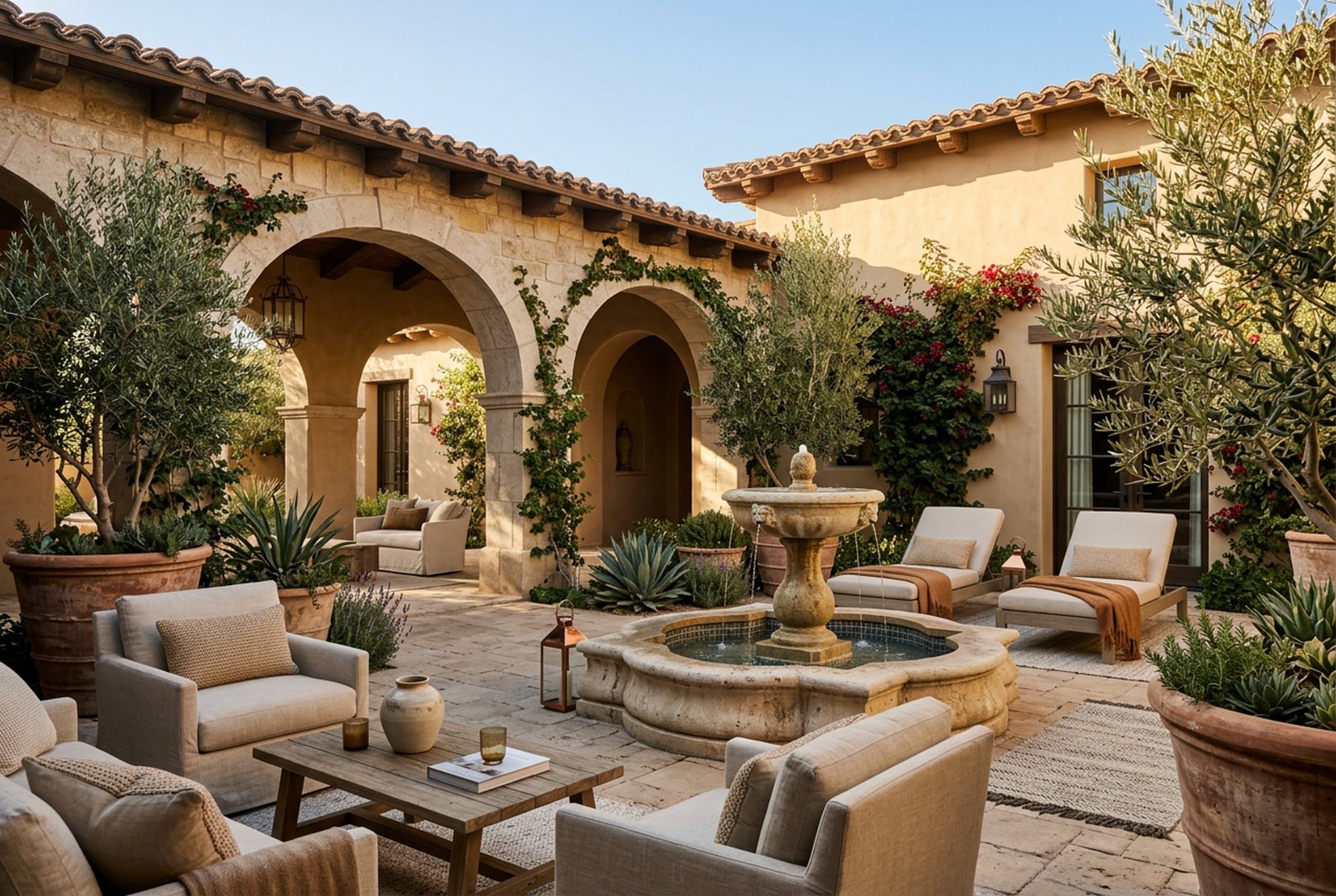 Sunlit courtyard of a luxury Scottsdale residence